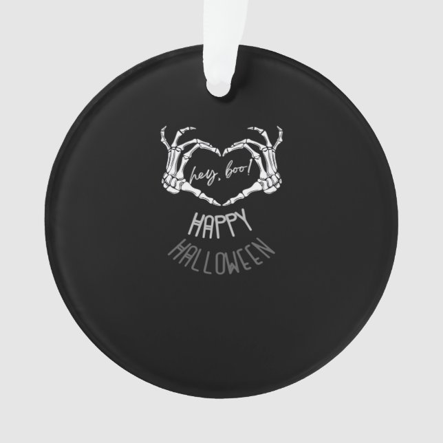 Hé, Boo ! Happy Halloween Skeleton Hand Heart Clas (devant)