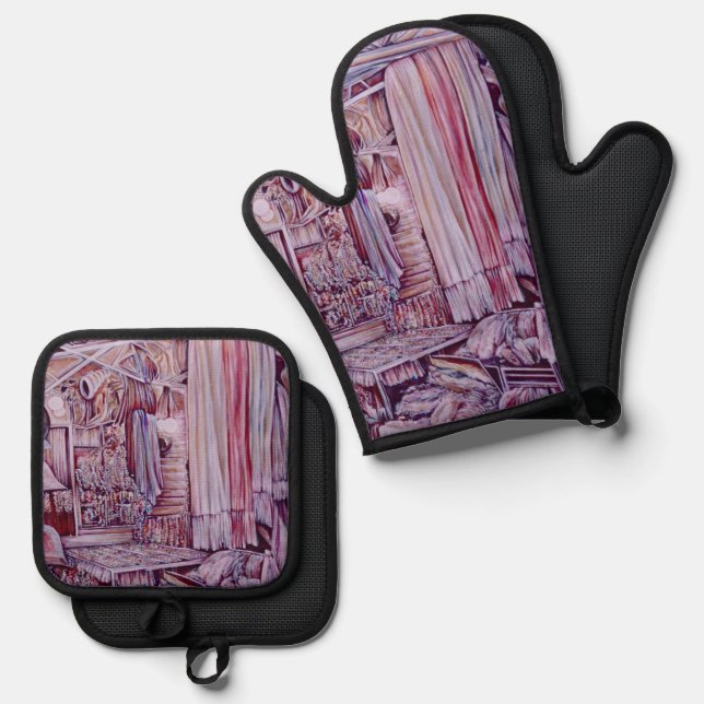 He can make a Living Room out of Me Oven Mitt & Pot Holder Set (Front/Back)