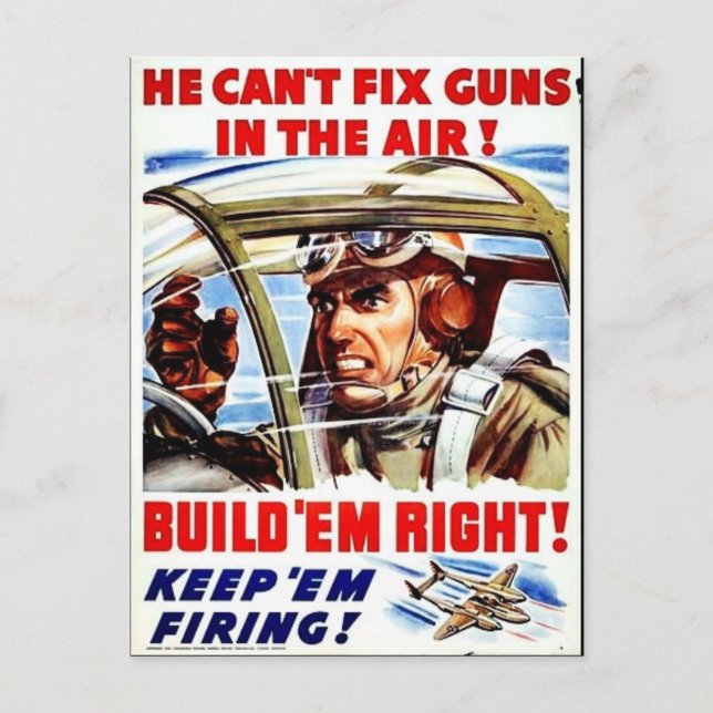 He Can't Fix Guns In The Air Postcard (Front)