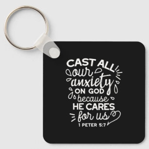 He Cares for You – Encouraging Christian Quote Keychain