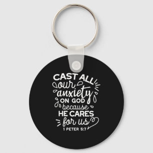 He Cares for You – Encouraging Christian Quote Keychain