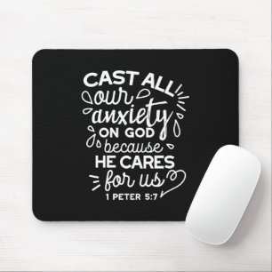 He Cares for You – Encouraging Christian Quote Mouse Pad