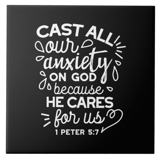 He Cares for You – Encouraging Christian Quote Tile (Front)