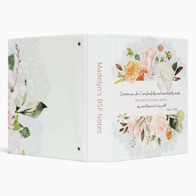 He Created Me Psalm 139:14 Floral Christian Binder (Background)