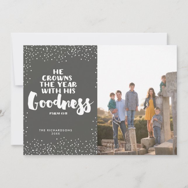 He Crowns the Year Scripture Photo Year in Review Holiday Card (Front)