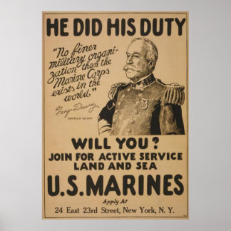 He Did His Duty-Will You Poster