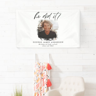 He did it charcoal geometric photo graduation  ban banner