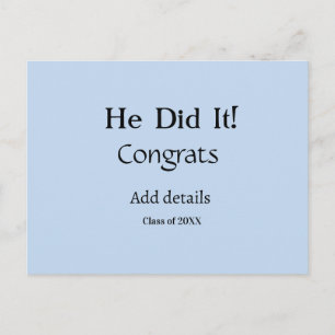 he did it congrats graduation add student name ye postcard