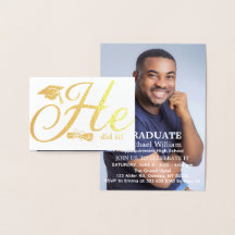 He Did It Grad Party Invitation 1 Photo Foil Card