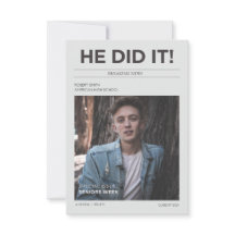 HE DID IT GRADUATION ANNOUNCEMENT PARTY INVITATION