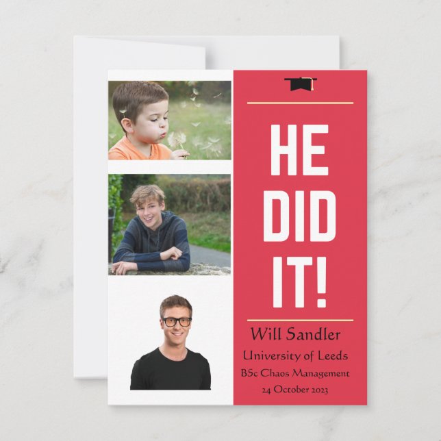 HE DID IT! Graduation Announcement with pics (Front)