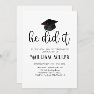 He Did It Graduation Class of 2025,Minimal grad Invitation