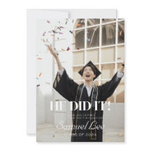 HE DID IT GRADUATION PARTY INVITATION