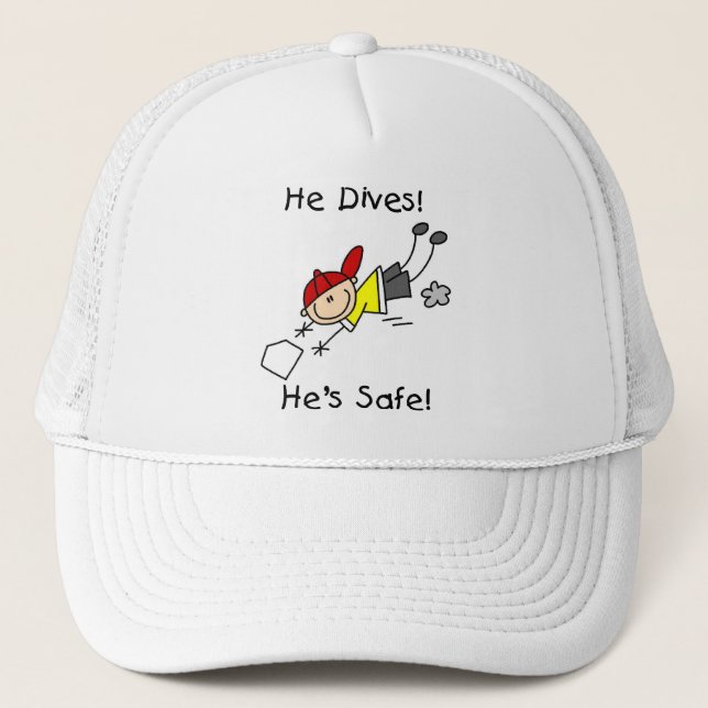 He Dives He's Safe Tshirts and Gifts Trucker Hat (Front)