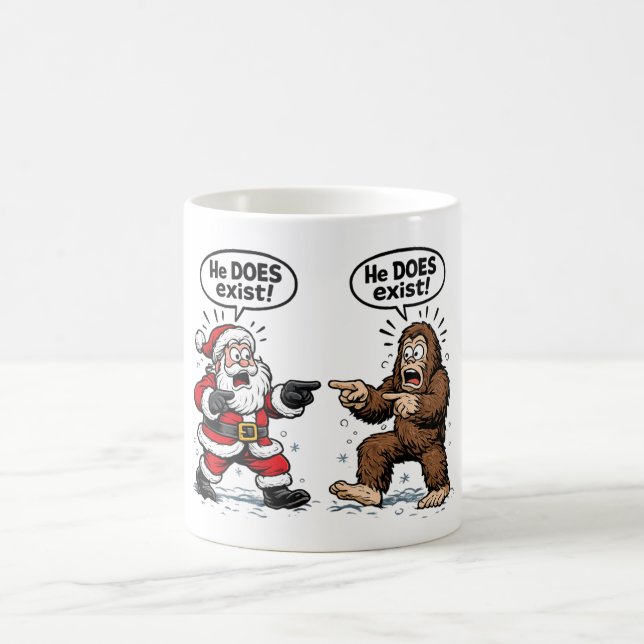 He does exist! Santa & Bigfoot Coffee Mug (Center)