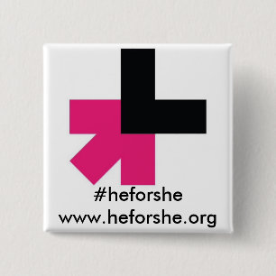 He for She 2 Inch Square Button