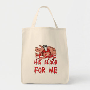 He Gave His Blood Christian Tote Bag