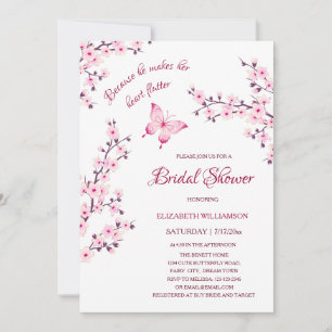 He Gives Her Butterflies   Sakura Bridal Shower Invitation