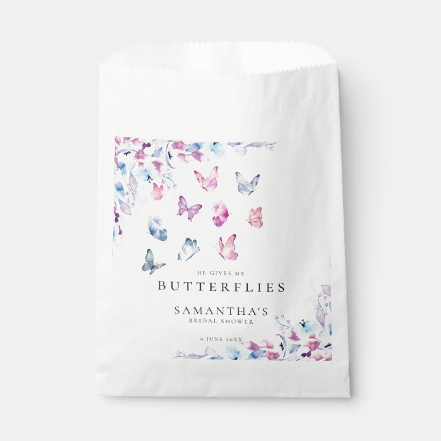 He Gives Me Butterflies Bridal Shower Favour Bag (Front)