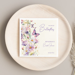 He gives me butterflies bridal shower printed napkin
