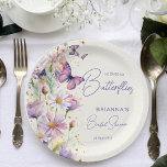 He gives me butterflies bridal shower printed paper plate<br><div class="desc">He gives me butterflies enchanted garden spring summer bridal shower printed paper plates template personalized tableware decor,  pastel lilac lavender purple garden spring flowers and butterflies printed personalized napkins for butterfly themed bridal shower</div>