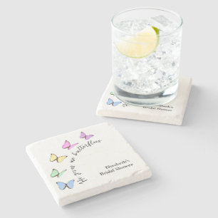 He Gives Me Butterflies Bridal Shower Stone Coaster