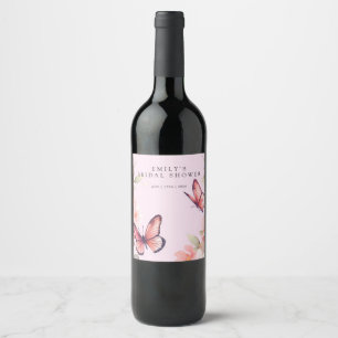 He Gives Me Butterflies Bridal Shower Wine Label