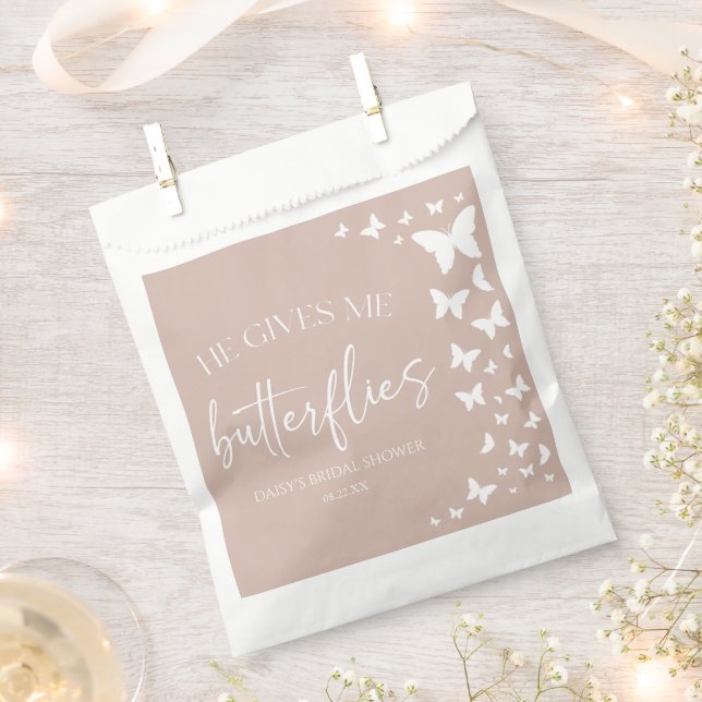 He Gives Me Butterflies Butterfly Bridal Shower Favour Bag (Clipped)