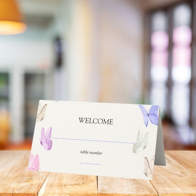 He gives me butterflies Minimalist Bridal Shower Place Card (Creator Uploaded)