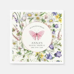 He Gives Me Butterflies Pink Bridal Shower Napkin