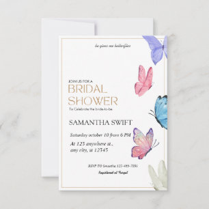 He gives me butterflies  Simple Bridal Shower  Invitation