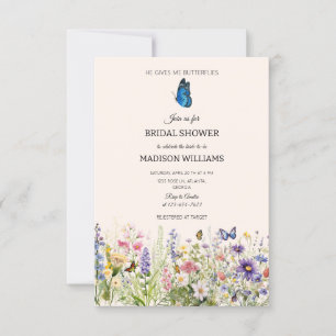 He Gives Me Butterflies Wildflowers Bridal Shower Invitation