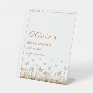 He gives me butterflies Wildflowers Bridal Shower Pedestal Sign