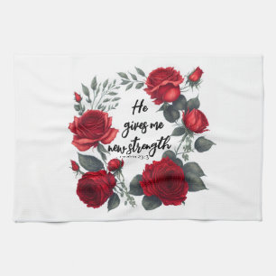 He Gives Me New Strength Kitchen Towel