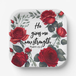 He Gives Me New Strength Paper Plate