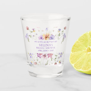 He Gives Me Purple Butterflies Bridal Shower Shot Glass