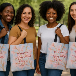 He has made everything beautiful cherry blossom  tote bag