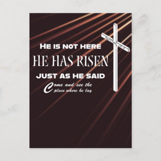"He Has Risen" Bible Verse Christian Postcard