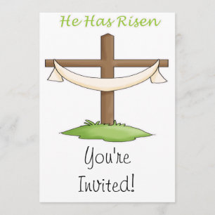 He Has Risen Cross Invitation