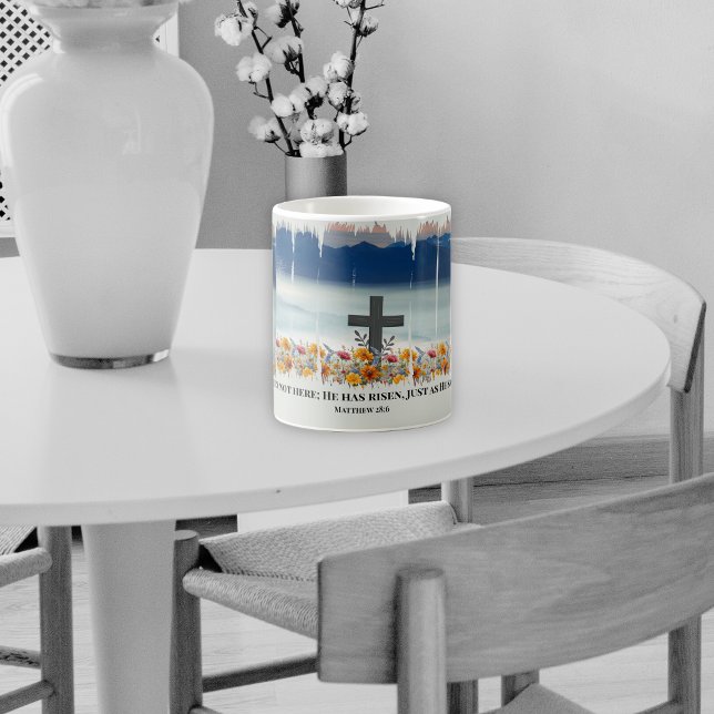 He Has Risen Easter Christian Brushstroke  Coffee Mug (Creator Uploaded)