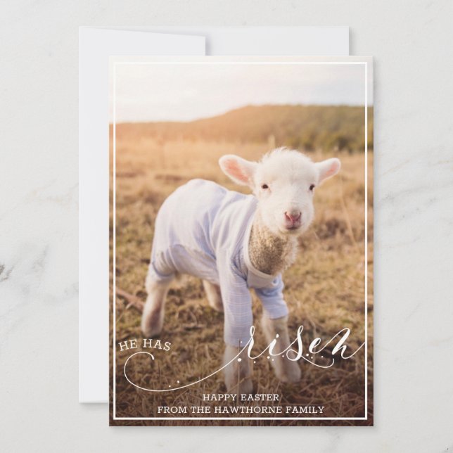 "He has risen" Easter Lamb christian custom Easter Holiday Card (Front)