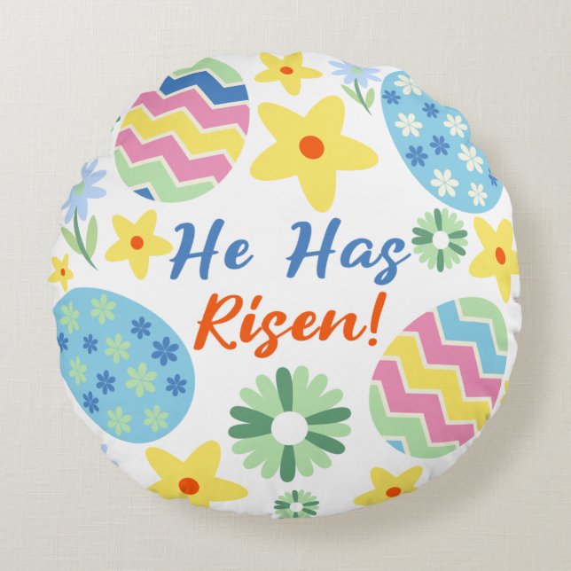 He Has Risen Easter  Round Pillow (Front)