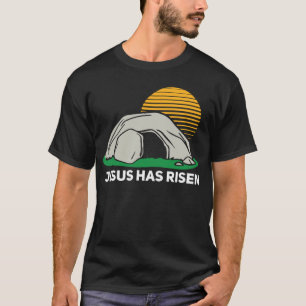 He Has Risen Easter Sunday Cave Jesus Christian Fa T-Shirt