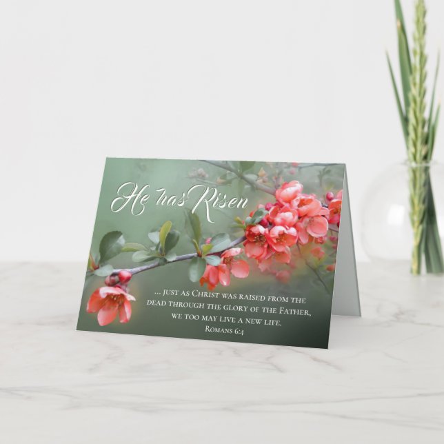 He has Risen Spring Flowers Bible Verse Easter Card (Front)