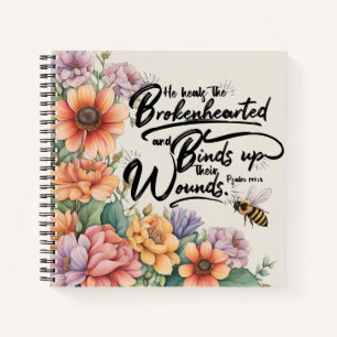 He Heals the Brokenhearted 8.5 x 8.5 Spiral Notebook