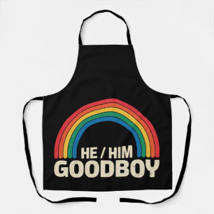 He Him Good Boy Rainbow LGBTQ Gay Pride Ally Apron