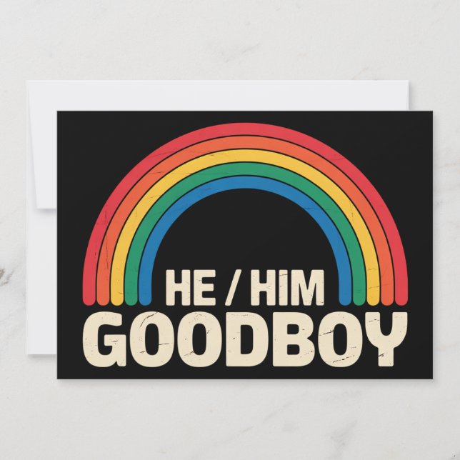 He Him Good Boy Rainbow LGBTQ Gay Pride Ally Invitation (Front)