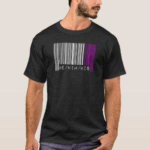 He Him His Pronouns Asexual Pride Flag Barcode Aes T-Shirt