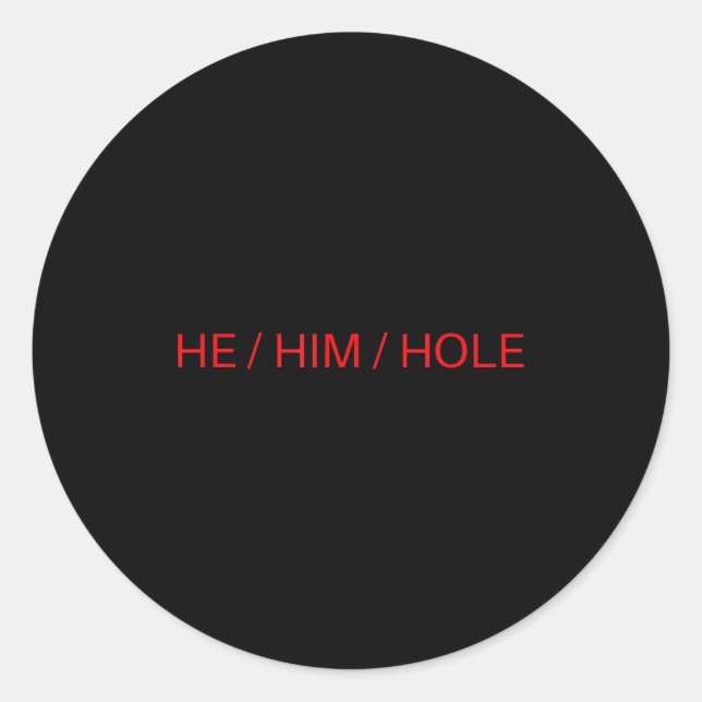 He Him Hole Shirt Funny Sarcastic Valentine's Day  Classic Round Sticker (Front)