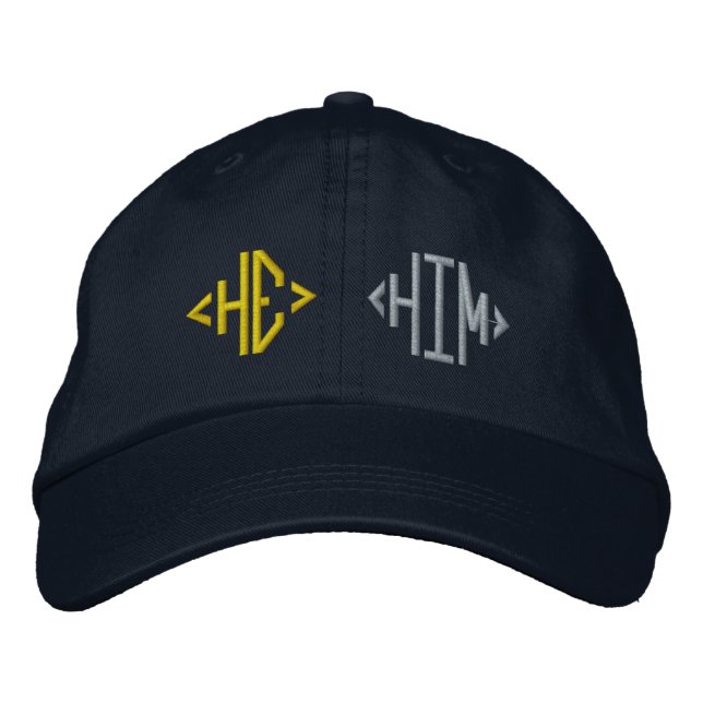 He Him pronouns gender Embroidered Hat (Front)